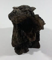 Wolves Wolf Head Coming Out Of A Log Resin Wildlife Sculpture