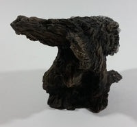 Wolves Wolf Head Coming Out Of A Log Resin Wildlife Sculpture