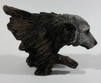 Wolves Wolf Head Coming Out Of A Log Resin Wildlife Sculpture