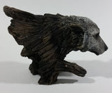 Wolves Wolf Head Coming Out Of A Log Resin Wildlife Sculpture