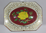 Vintage Mid-Century Riley's Variety Toffee Yellow and Orange Floral Red Burgundy with Gold Motif on Cream White Hinged Metal Tin Container - Treasure Valley Antiques & Collectibles