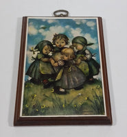 Vintage Hummel Children Kids in a Circle on the Grass with Blue Sky Wooden Hanging Wall Plaque - Treasure Valley Antiques & Collectibles