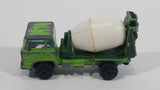 Vintage Yatming Cement Mixer Truck Dark Green Lime Green White Die Cast Toy Car Vehicle