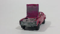 Vintage 1970 Lesney Products Matchbox Superfast Ford Capri Magenta Pink No. 54 Die Cast Toy Car Vehicle with Opening Hood