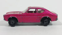 Vintage 1970 Lesney Products Matchbox Superfast Ford Capri Magenta Pink No. 54 Die Cast Toy Car Vehicle with Opening Hood