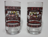 Set of 2 McDonald's Coca-Cola Coke Soda Pop Faded Red (Now Pink) Stained Glass Drinking Cups - Treasure Valley Antiques & Collectibles