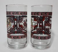 Set of 2 McDonald's Coca-Cola Coke Soda Pop Faded Red (Now Pink) Stained Glass Drinking Cups - Treasure Valley Antiques & Collectibles