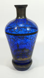 Antique 19th Century Cobalt Blue Decanter set with Decorative Silver Motif