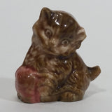 Vintage Wade Red Rose Tea Figurine Kitten with Pink tinted Yarn