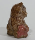 Vintage Wade Red Rose Tea Figurine Kitten with Pink tinted Yarn