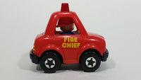 Rare Hard to Find 1991 Tomy Red Fire Chief Pull Back Friction Motorized Plastic Toy Car Vehicle with Moving Head - Treasure Valley Antiques & Collectibles