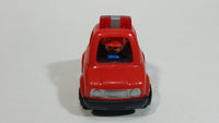 Rare Hard to Find 1991 Tomy Red Fire Chief Pull Back Friction Motorized Plastic Toy Car Vehicle with Moving Head