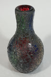 Vintage Mosaic Glass Vase / Candle Holder Iridescent Red Green Blue