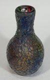 Vintage Mosaic Glass Vase / Candle Holder Iridescent Red Green Blue