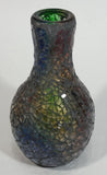 Vintage Mosaic Glass Vase / Candle Holder Iridescent Red Green Blue