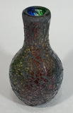 Vintage Mosaic Glass Vase / Candle Holder Iridescent Red Green Blue
