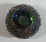 Vintage Mosaic Glass Vase / Candle Holder Iridescent Red Green Blue