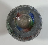 Vintage Mosaic Glass Vase / Candle Holder Iridescent Red Green Blue