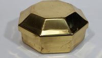 1970s Brass Octagon Shaped Trinket Box Red felt-lined - Treasure Valley Antiques & Collectibles