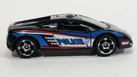 2016 Matchbox Lamborghini Gallardo LP560-4 Polizia Black Die Cast Toy Police Officer Cop Vehicle - Treasure Valley Antiques & Collectibles