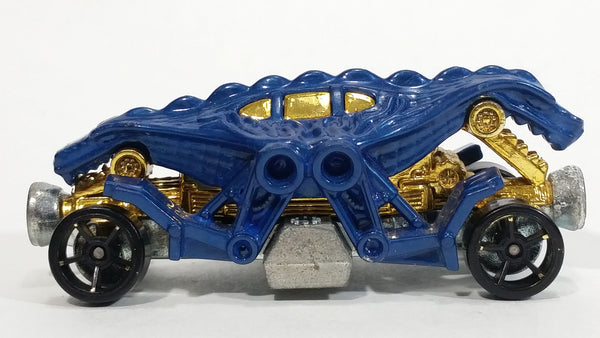 2010 Hot Wheels Race World Underground Double Demon Dinosaur Dark Blue Die Cast Toy Car Vehicle - Treasure Valley Antiques & Collectibles