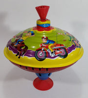 Vintage LBZ West German Tin Spinning Top Toy Carousel Kids