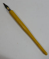 Antique Yellow Wooden Metal Quill Dip Pen