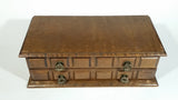 Vintage Carved Wooden Jewelry Box with Mirror and Yellow Felt Lining