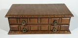 Vintage Carved Wooden Jewelry Box with Mirror and Yellow Felt Lining