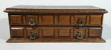 Vintage Carved Wooden Jewelry Box with Mirror and Yellow Felt Lining