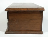 Vintage Carved Wooden Jewelry Box with Mirror and Yellow Felt Lining