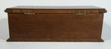 Vintage Carved Wooden Jewelry Box with Mirror and Yellow Felt Lining
