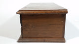Vintage Carved Wooden Jewelry Box with Mirror and Yellow Felt Lining