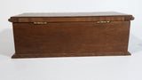 Vintage Carved Wooden Jewelry Box with Mirror and Yellow Felt Lining