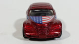 2002 Hot Wheels Star Spangled Chrysler Pronto Red USA Flag Draped Die Cast Toy Car Vehicle