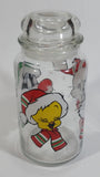 1994 Warner Bros. Looney Tunes Bugs Bunny, Tweety Bird, Sylvester The Cat Cartoon Characters Christmas Themed Glass Jar With Lid - Treasure Valley Antiques & Collectibles