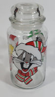 1994 Warner Bros. Looney Tunes Bugs Bunny, Tweety Bird, Sylvester The Cat Cartoon Characters Christmas Themed Glass Jar With Lid - Treasure Valley Antiques & Collectibles