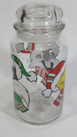 1994 Warner Bros. Looney Tunes Bugs Bunny, Tweety Bird, Sylvester The Cat Cartoon Characters Christmas Themed Glass Jar With Lid - Treasure Valley Antiques & Collectibles