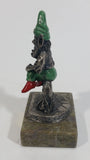 Vintage Metal Leprechaun Smoking Pipe Figurine on Connemara Ireland Marble Base Travel Collectible