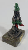 Vintage Metal Leprechaun Smoking Pipe Figurine on Connemara Ireland Marble Base Travel Collectible