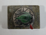 Vintage Metal Leprechaun Smoking Pipe Figurine on Connemara Ireland Marble Base Travel Collectible
