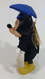 Vintage Mickey Mouse Graduation with Diploma and Cap 5" Tall Plastic Rubber Toy Figurine with Clothing