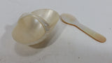 Very Pretty Carved Mother of Pearl Small Caviar Basket Holder with Spoon