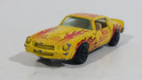 Vintage Yatming Chevy Camaro Z28 Road Burner Yellow with Red Flames No. 1077 Die Cast Toy Muscle Car Vehicle with Opening Doors