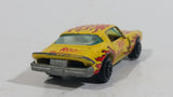 Vintage Yatming Chevy Camaro Z28 Road Burner Yellow with Red Flames No. 1077 Die Cast Toy Muscle Car Vehicle with Opening Doors