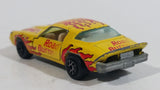 Vintage Yatming Chevy Camaro Z28 Road Burner Yellow with Red Flames No. 1077 Die Cast Toy Muscle Car Vehicle with Opening Doors