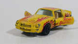 Vintage Yatming Chevy Camaro Z28 Road Burner Yellow with Red Flames No. 1077 Die Cast Toy Muscle Car Vehicle with Opening Doors