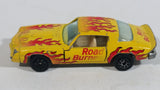 Vintage Yatming Chevy Camaro Z28 Road Burner Yellow with Red Flames No. 1077 Die Cast Toy Muscle Car Vehicle with Opening Doors