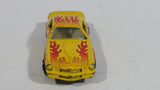Vintage Yatming Chevy Camaro Z28 Road Burner Yellow with Red Flames No. 1077 Die Cast Toy Muscle Car Vehicle with Opening Doors