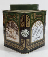 Vintage Hard to Find Harrods Green and Golden Clock in Tin Metal Container Made in Knightsbridge, London, England